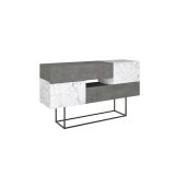 Buffet Moderno con Acabado en Mármol Gris Antiguo y Blanco