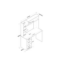 Escritorio-Librería de Melamina, Gris Oscuro-Blanco-Natural, 117x46x160 cm, Mueble Versátil para Oficina o Estudio.