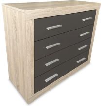 Meyvaser - Cómoda con 4 Cajones, Sinfonier, Color Cambrian y Negro, Medidas: 60 cm (An) x 81.5 cm (Al) x 39.5 cm (Fo)