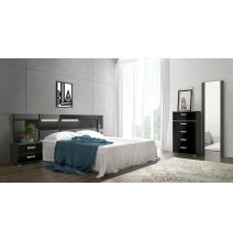 Sinfonier 5 Cajones, Cómoda, Color Negro, Medidas: 60 cm (Largo) x 109,4 cm (Alto) x 39,6 cm de (Fondo) – Meyvaser