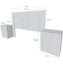 BricoExpo - Pack Cabecero de 160 x 120 cm + 2 Mesitas de Noche |Color Cambria y Blanco (para Cama de 135-140 o 160)