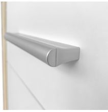 Mesita de Noche, Mesilla de Dormitorio, Acabado en Color Cambria y Blanco, Medidas: 50 cm (Lar) x 34,6 cm (Fon) x 60 cm (Al)