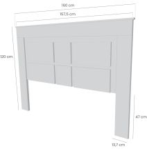 Cabezal para Cama de Matrimonio con patas, Color Cambria y Grafito, Medidas: 160 cm (Ancho) x 119,3 cm (Alto) x 3,8 cm (Fondo)