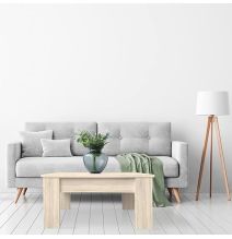 Mesa de Centro Elevable, Para Salón o Comedor,Acabado en Color Cambria, Medidas: 90 cm (An) x 50 cm (Fon) x 46-57 cm (Al)