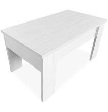 Mesa de Centro Elevable, Mesita de Salón, Acabado en Color Gris Polar, Medidas: 90 cm (An) x 50 cm (Fo) x 46-57 cm (Al)