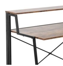 Escritorio Plegable de Doble Altura – Nogal con Estructura Metálica Negra, 120x62x75 cm