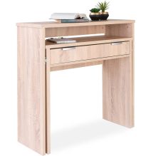 Mesa Escritorio Extensible, Consola Extensible, Color Cambria, Medidas: 90 cm (Largo) x 33-63,4 cm (Ancho) x 87,5 cm (Alto)