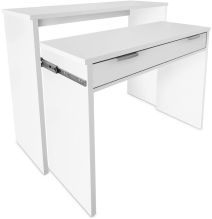 Mesa Escritorio Extensible, Consola Extensible,Color Blanco, Medidas: 90 cm (Largo) x 33-63,4 cm (Ancho) x 87,5 cm (Alto)