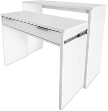 Mesa Escritorio Extensible, Consola Extensible,Color Blanco, Medidas: 90 cm (Largo) x 33-63,4 cm (Ancho) x 87,5 cm (Alto)