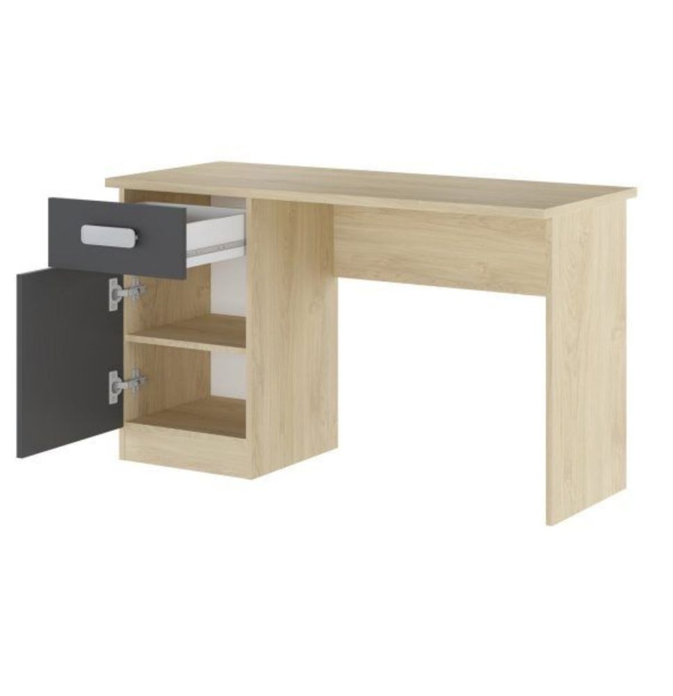 Mesa de Estudio, Escritorio con 2 Cajones, Mesa de Ordenador, Acabado en Color Blanco y Cambrian 70.8 x 120 x 49.8 cm