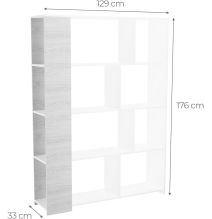 Estantería Decorativa, Librería, Acabado en Roble y Blanco, Medidas: 176 cm (Al) x 129 cm (Anc) x 28 cm (Fon)
