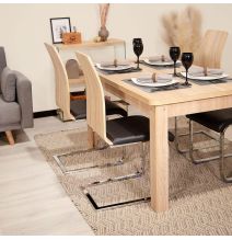 Pack 4 sillas de Comedor, Acabado en símil Piel Color Negro y Madera, Medidas: 44 cm (An) x 57 cm (Lar) x 97 cm (Al)