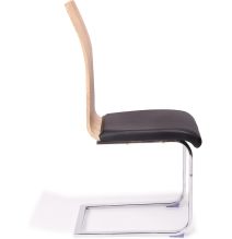 Pack 4 sillas de Comedor, Acabado en símil Piel Color Negro y Madera, Medidas: 44 cm (An) x 57 cm (Lar) x 97 cm (Al)