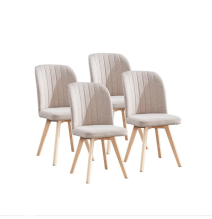 Pack 4 Sillas de Comedor Tapizada, Sillas de Salón Beig y Patas Color Haya, Medidas: Ancho: 46 cm x Fondo: 55 cm x Alto: 92 cm