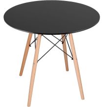 Conjunto Mesa y Sillas Nórdicas: Mesa Negra (80x80x76 cm) + 4 Sillas con Patas de Madera Haya (46,5 x 48 x 82 cm)