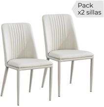 Pack 2 sillas tapizadas en Piel sintética Color Tortora, Patas Metal, Medidas: Alto: 87cm Ancho: 50cm Profundidad: 53cm