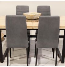 Pack de 6 Sillas Tapizadas para Comedor/Salón – Marengo y Patas Negras en Aluminio, Dimensiones: 40 cm x 42 cm x 96 Cm