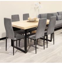 Pack de 6 Sillas Tapizadas para Comedor/Salón – Marengo y Patas Negras en Aluminio, Dimensiones: 40 cm x 42 cm x 96 Cm