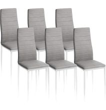 Pack de 6 Sillas Tapizadas para Comedor/Salón – Marengo y Patas Blancas en Aluminio, Dimensiones: 40 cm x 42 cm x 96 Cm