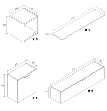 Meyvaser Mueble de salón y TV Conjunto muebles de salón apilable 301 Cm Ancho Color madera y blanco
