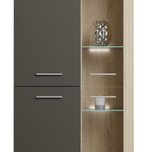 Mueble de Salón Moderno con Leds, Acabado en Cambria - Grafito, Medidas: 260 cm (Ancho) x 191 cm (Alto) 47,5 cm (Fondo)