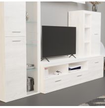 Mueble de Salón Moderno con Leds, Acabado en Andersen Pino, Medidas: 260 cm (Ancho) x 191 cm (Alto) 47,5 cm (Fondo)