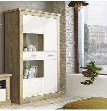 Mueble de Comedor, Mueble Salón, Acabado en Blanco y Cambria, Medidas: 326 cm (Ancho) x 174,7 cm (Alto) x 41,8 cm (Fondo)