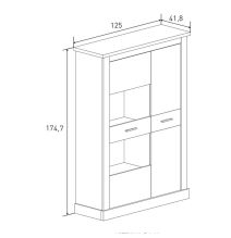 Mueble de Comedor, Mueble Salón, Acabado en Blanco y Cambria, Medidas: 326 cm (Ancho) x 174,7 cm (Alto) x 41,8 cm (Fondo)
