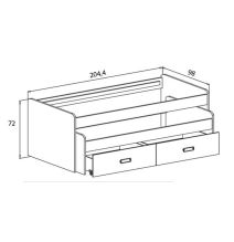 Cama Nido Juvenil Doble con Cajones de Almacenaje – Puccini Grafito, 198.4 cm Largo x 98 cm Ancho x 72 cm Alto