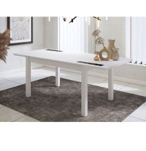 Mesa Comedor, Mesa de salón Extensible, Acabado en Color Blanco, Medidas: 140-180 cm (Largo) x 90 cm (Ancho) x 75 cm (Alto)