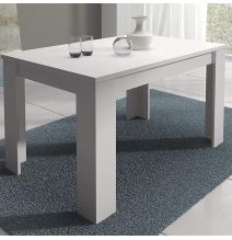 Mesa de Comedor Extensible, Mesa Salón, Robusta, Color Blanco, 138-198 cm (Largo) x 88 cm (Ancho) x 76 cm (Alto)