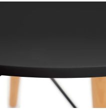 Mesa Redonda de Comedor o Cocina en Patas de Madera y Tapa Negra – 80 cm de Diámetro y 75 cm de Alto.