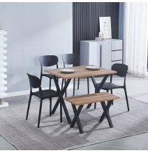 Mesa Comedor Madera, Patas metálicas Negras, Mesa Rectangular, Medidas 100 cm (Largo) x 70 cm (Ancho) 76 cm (Alto)