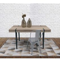 Mesa de Comedor o Cocina, MDF con Acabado Laminado Color Canyon | Patas Metálicas Negras | Medidas: 150 x 90 x 75 cm