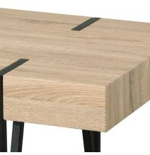 Mesa de Comedor o Cocina| MDF con Acabado Laminado Color Roble Sonoma | Patas Metálicas Negras | Medidas: 150 x 90 x 75 cm