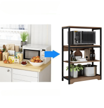 Meyvaser Estantería de Cocina con Marco de Metal Negro, Estante Industrial para microondas 60x30x100 Cm