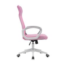 Silla de Oficina Ergonómica con Respaldo en PU Rosa y Tejido 3D Rosa, Reposacabezas Ajustable - Medidas 57,5x54x104-114 cm