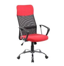 Silla de Oficina Ergonómica con Respaldo Alto en Símil Piel Negra y Roja, Regulable- Medidas 59x60x110-120 cm