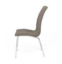 Juego de 4 Sillas Tapizadas en Símil Piel Marrón con Patas Cromadas, Asiento y Respaldo Ergonómicos- Medidas 43x63x97 cm