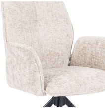 Juego de 2 Sillas con Brazos Tapizadas en Tela Beige y Patas en Acabado Negro, Mecanismo Giratorio 180º-  Medidas 63x62x93 cm