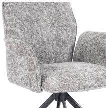 Juego de 2 Sillas con Brazos Tapizadas en Tela Gris y Patas en Acabado Negro, Mecanismo Giratorio 180º-  Medidas 63x62x93 cm