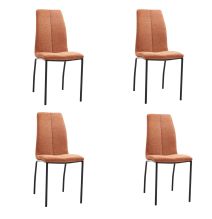 Juego de 4 Sillas con Estructura de Madera Tapizadas en Tela Teja Repelente al Agua y Patas Metálicas -Medidas 43x56x95 cm