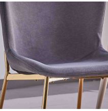 Juego de 4 Sillas con Estructura de Madera Tapizadas en Color Gris oscuro y Patas Acabado Dorado -Medidas 50x54x81 cm