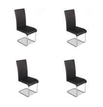 Pack de 4 Sillas de Madera Contrachapada con Relleno de Espuma, Tapizadas en Tela Negra, Patas de Cromo, Medidas 43x49x102 cm