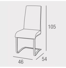 Pack de 4 Sillas Tapizadas en Símil Piel Gris Claro con Pata de Tubo Ovalado en Acabado Cromo, Medidas 46x54x110 cm