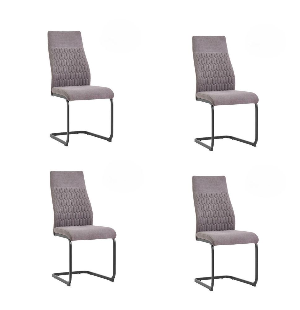 Pack de 4 Sillas de Madera con Relleno de Espuma, Tapizadas en Tela Gris, Patas Metálicas Negras, Medidas 44x60x99 cm