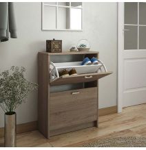 Zapatero Recibidor Roble – Mueble Auxiliar Estrecho con 2 Puertas | Capacidad 12 Pares | 81,6 x 60 x 25 cm