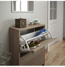 Zapatero Recibidor Roble – Mueble Auxiliar Estrecho con 2 Puertas | Capacidad 12 Pares | 81,6 x 60 x 25 cm