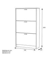 Zapatero Compacto Blanco – Mueble con 3 Puertas y Doble Profundidad | MDF con Acabado Melamina | 70 x 25 x 120 cm