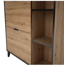 Mueble Zapatero de Entrada – 2 Puertas y 1 Cajón | Color Roble/Pizarra | 110 x 90 x 24,5 cm